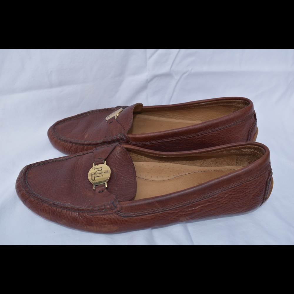 Brown leather loafers